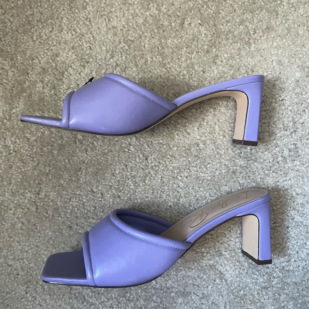 Purple Women's Heeled Slide Sandals - Picture 10 of 12